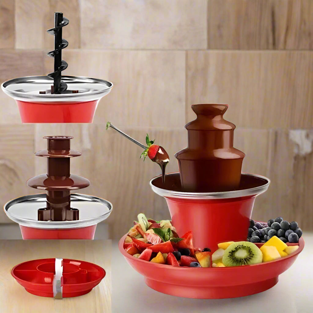 Fontaine à Chocolat Trois Niveaux avec Plateau à Fruits Intégré - Élégance et Gourmandise