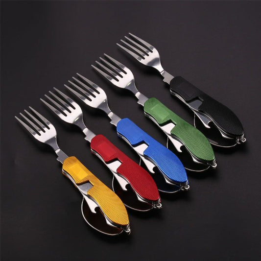 Set de Couverts Pliables 4-en-1 – Pratique pour le Camping & les Voyages !
