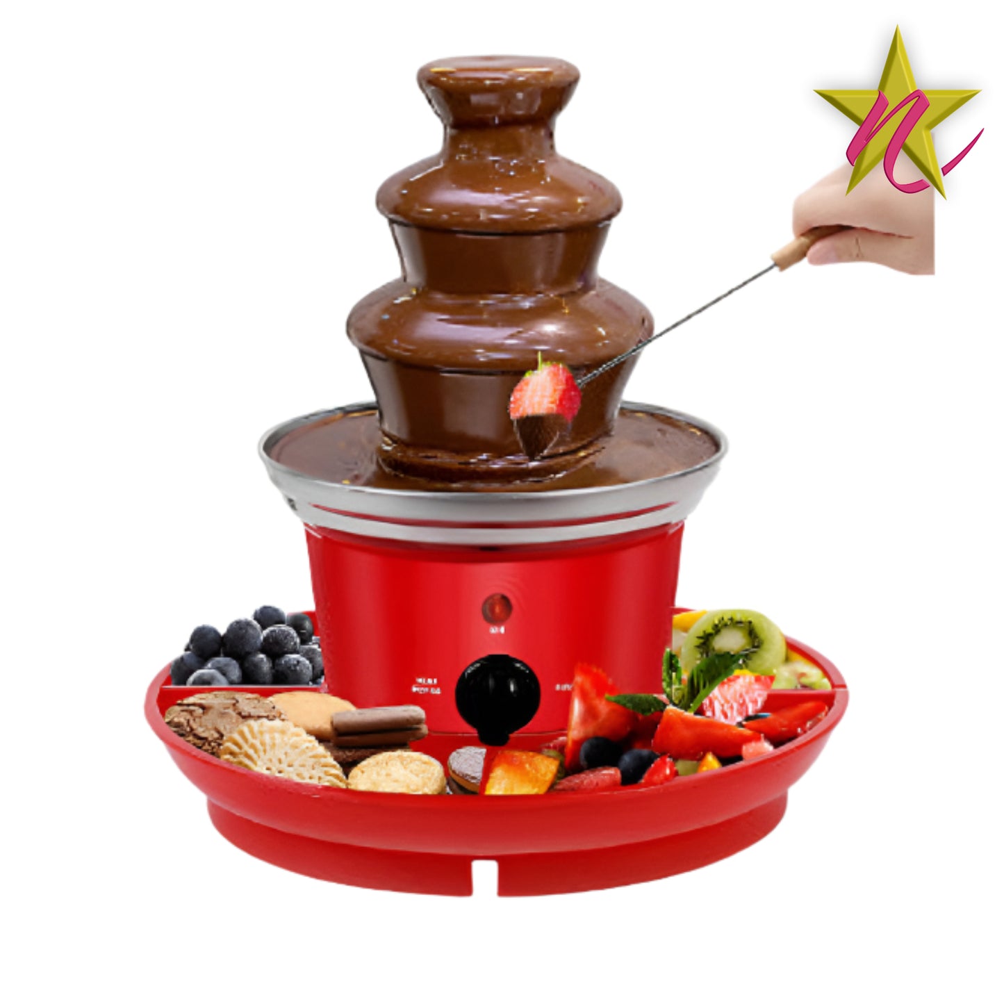 Fontaine à Chocolat Trois Niveaux avec Plateau à Fruits Intégré - Élégance et Gourmandise