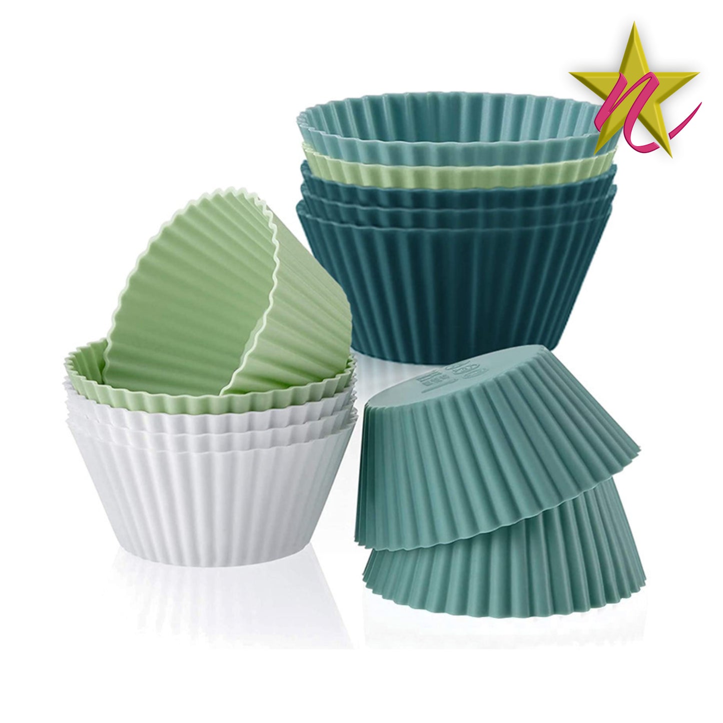 Moule à Muffins Rond en Silicone - 12 Cavités pour Muffins Maison
