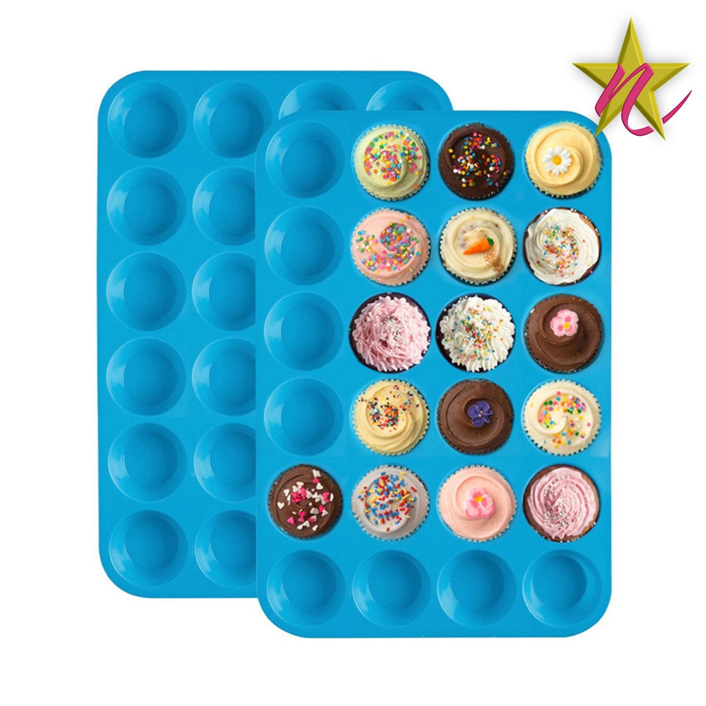 Moule en Silicone Mini Muffins - 24 Cavités pour Muffins et Petits Gâteaux