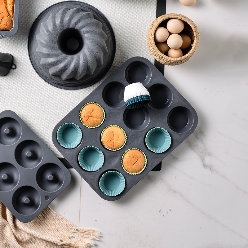 Moule à Muffins Rond en Silicone - 12 Cavités pour Muffins Maison