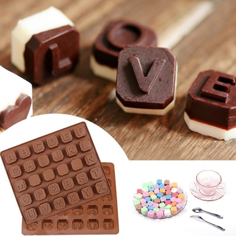 Moule à Chocolat en Silicone - Alphabet Lettres Capitales pour Décorations Sucrées