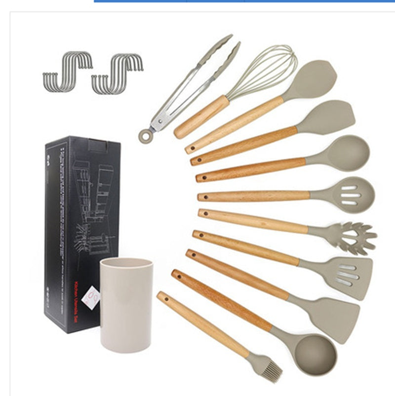 Set de 11 Ustensiles de Cuisine en Silicone & Bois – Pratique & Résistant !