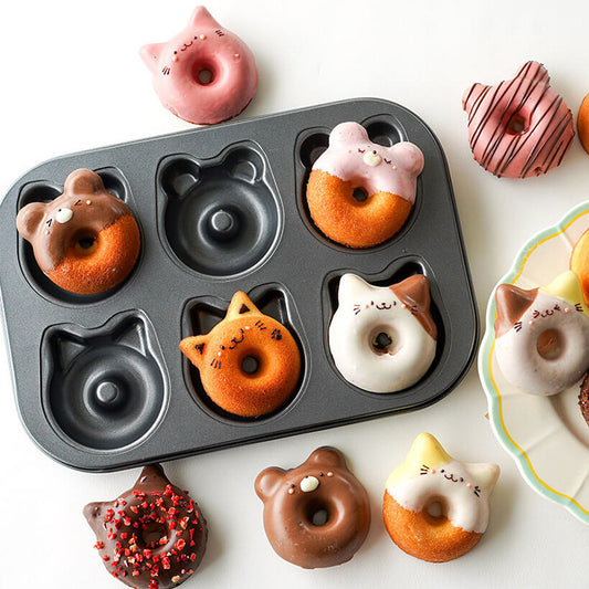 Moule à Donuts en Forme d'Animal - Chat et Ours pour Pâtisserie Amusante