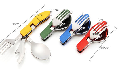 Set de Couverts Pliables 4-en-1 – Pratique pour le Camping & les Voyages !