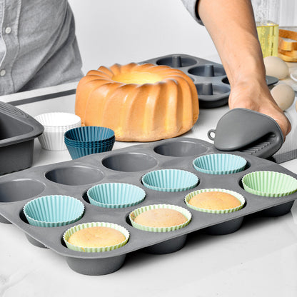 Moule à Muffins Rond en Silicone - 12 Cavités pour Muffins Maison