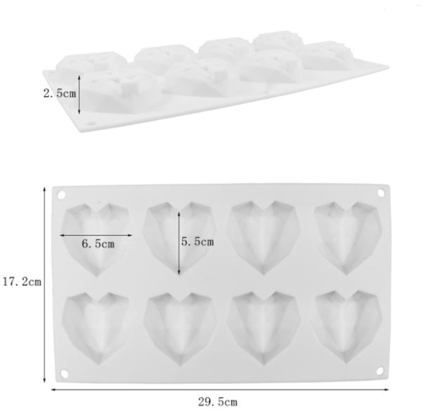 Moule à Chocolat Silicone - Cœurs Diamants pour Gâteaux et Chocolats