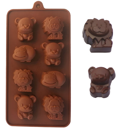 Moule à Chocolat Silicone - 8 Petits Animaux pour Pâtisserie Ludiques