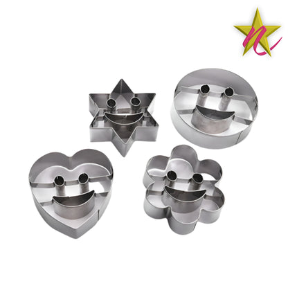 Emporte-Pièces en Acier Inoxydable - 4 Smiley pour Gâteaux et Biscuits ludiques