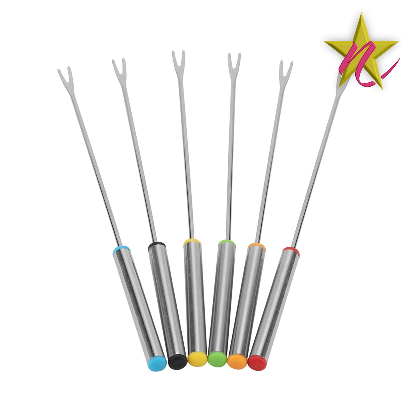 Set de 6 Fourchettes en Acier Inoxydable – Spécial Fondue Chocolat, Fromage et Desserts