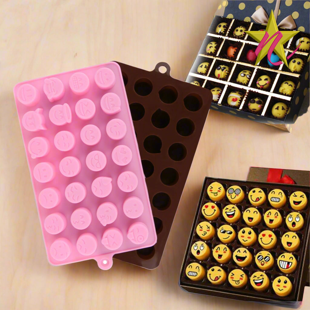 Moule à Chocolat Silicone Smiley - 28 Expressions pour Gâteaux et Biscuits