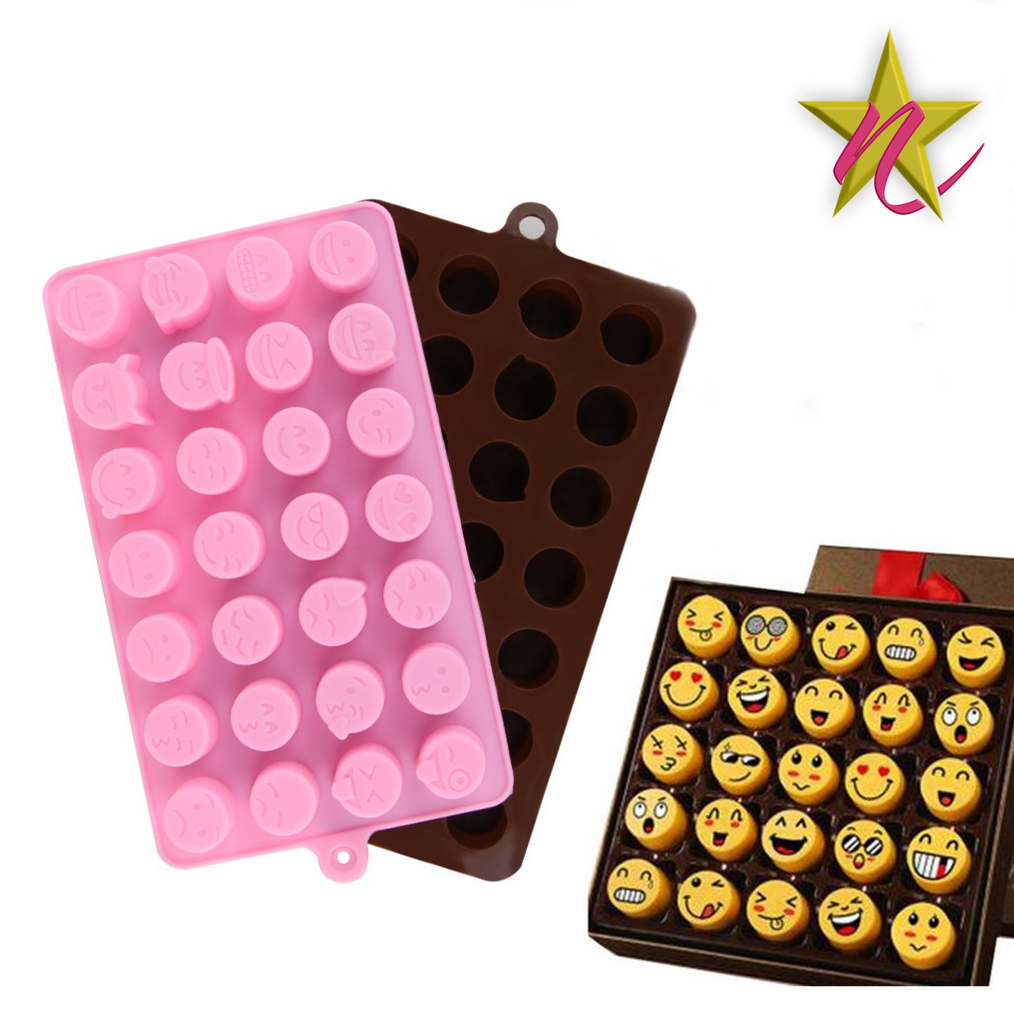 Moule à Chocolat Silicone Smiley - 28 Expressions pour Gâteaux et Biscuits
