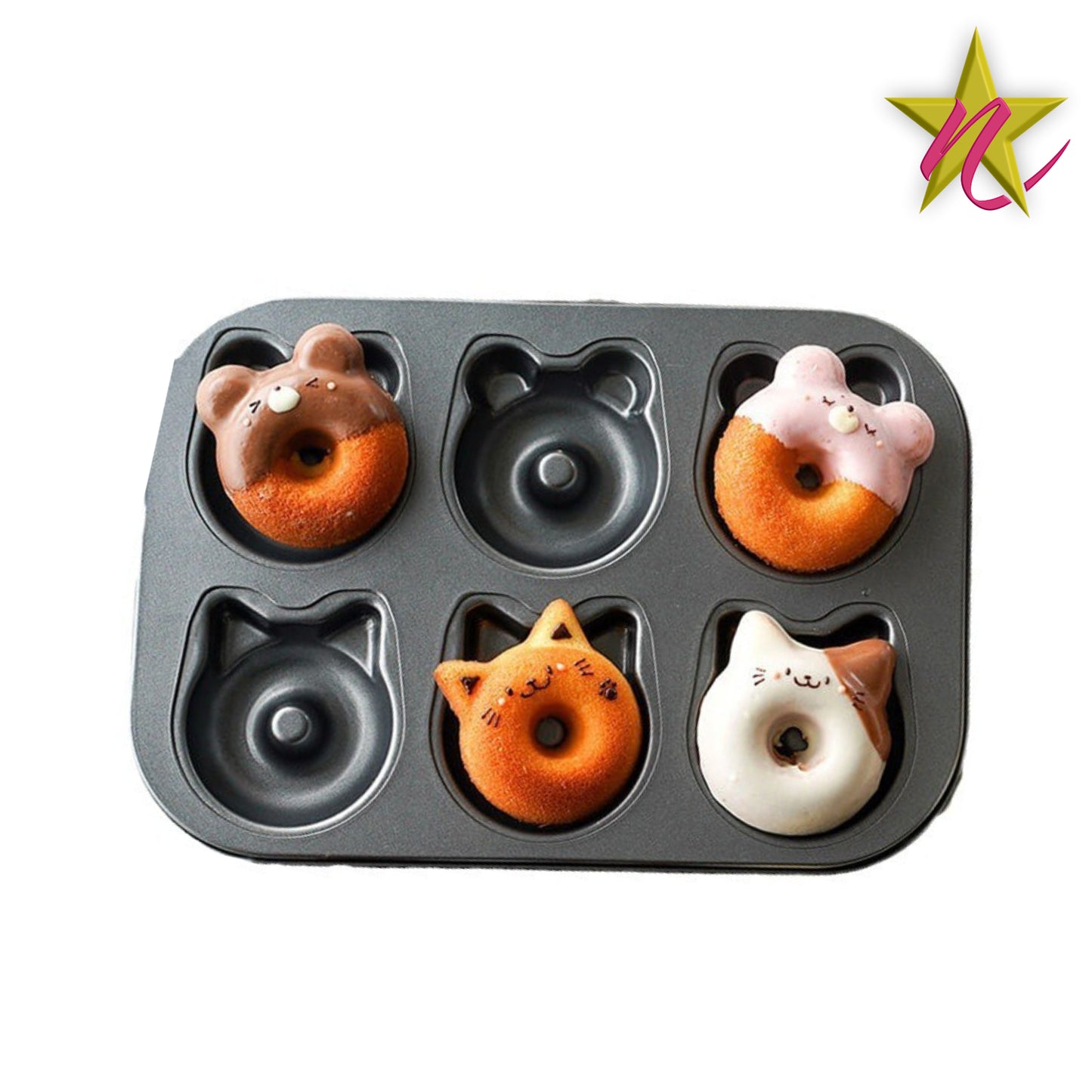 Moule à Donuts en Forme d'Animal - Chat et Ours pour Pâtisserie Amusante