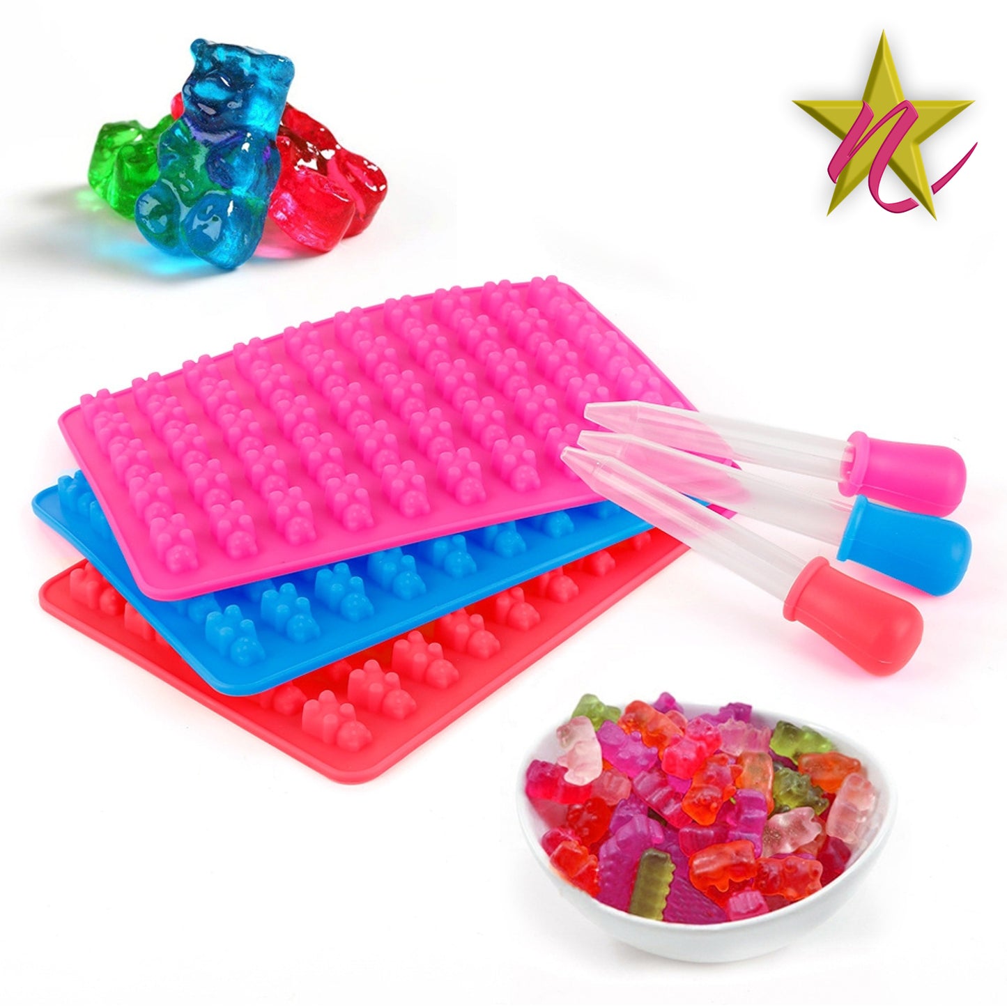 Moule en Silicone pour Bonbons Nounours - 12 Cavités pour Sucreries et Desserts