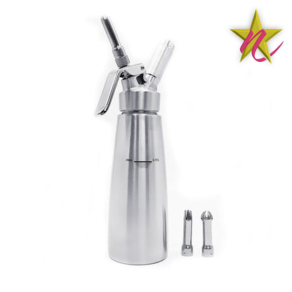 Siphon en Aluminium ou Acier Inoxydable - 2 Embouts Inclus pour Crèmes et Mousses