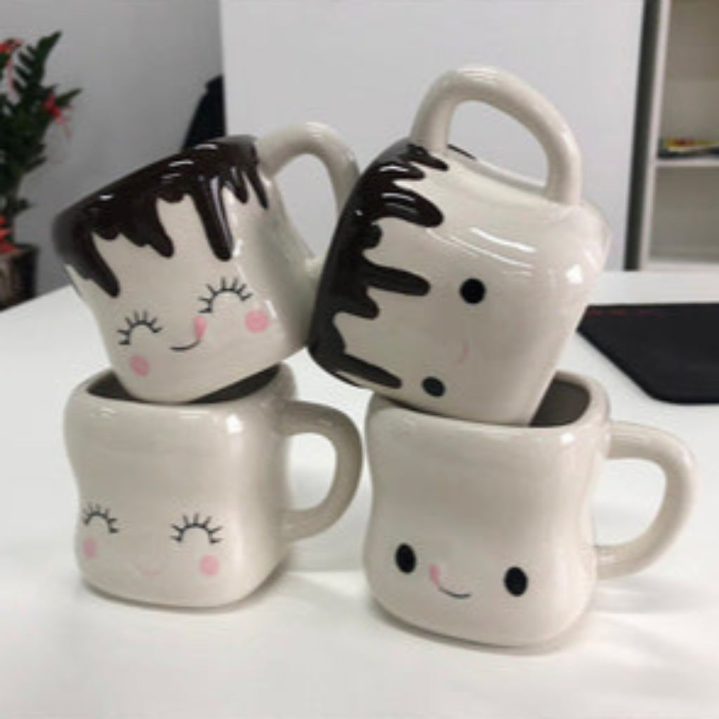 Mugs Céramique Marshmallow - Fun & Élégance en Noir et Blanc !